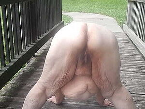 Mature MILF gets a load in her mouth and gags on her a little.